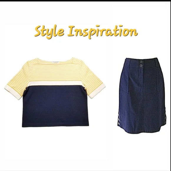 St. John Sport by Marie Gray Vintage Navy & Yellow Stripe Santana Knit Top Sz S - Picture 11 of 11